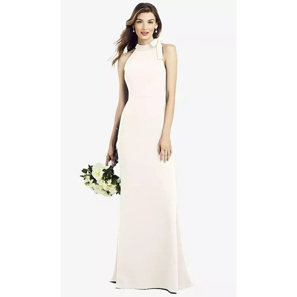 AFTER SIX Womens Bow-neck‎ Open-back Trumpet Gown In Ivory Size 18